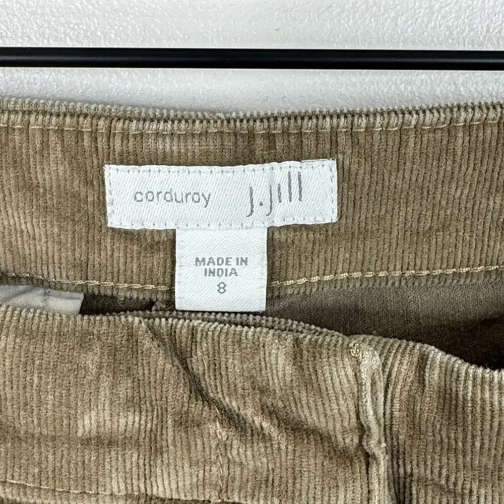 J. Jill Authentic Fit Slim Leg Corduroy Pants 8 Tan Rattan Academia Minimalist